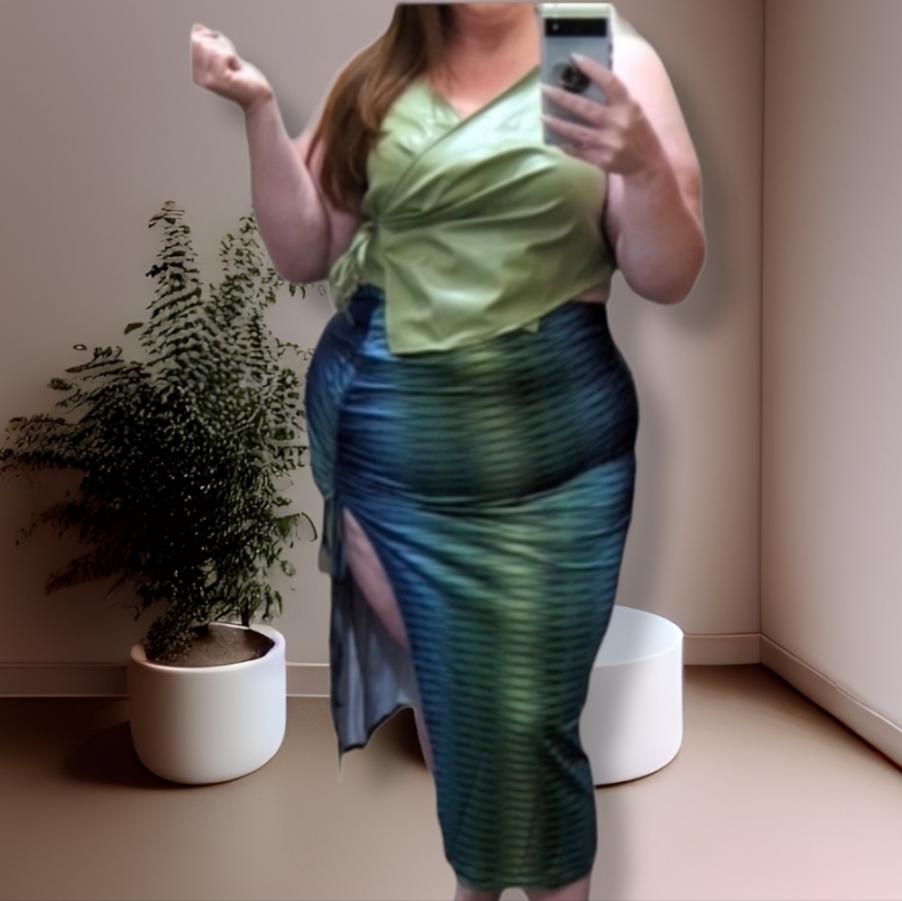 2pc Set Wrap Halter top w/ Ombre Maxi Skirt